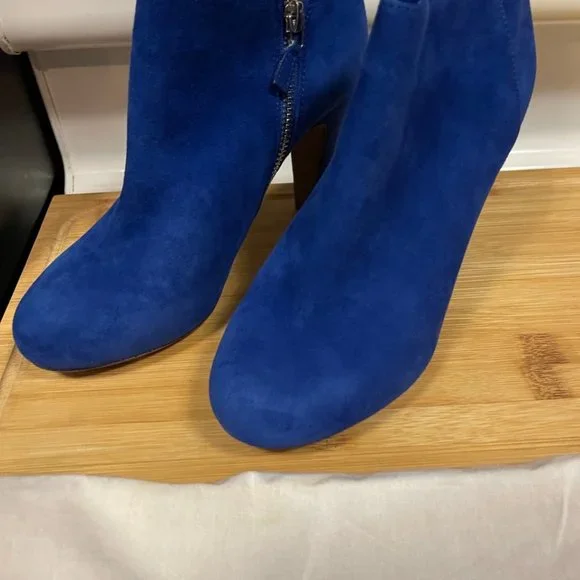See by Chloé Cobalt Blue Suede Ankle Boots with stacked heel